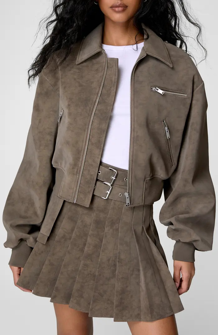 NASTY GAL Oversize Faux Suede Bomber Jacket | Nordstrom | Nordstrom