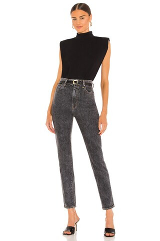 Sanctuary Mock Neck Shoulder Pad Tee in Black from Revolve.com | Revolve Clothing (Global)