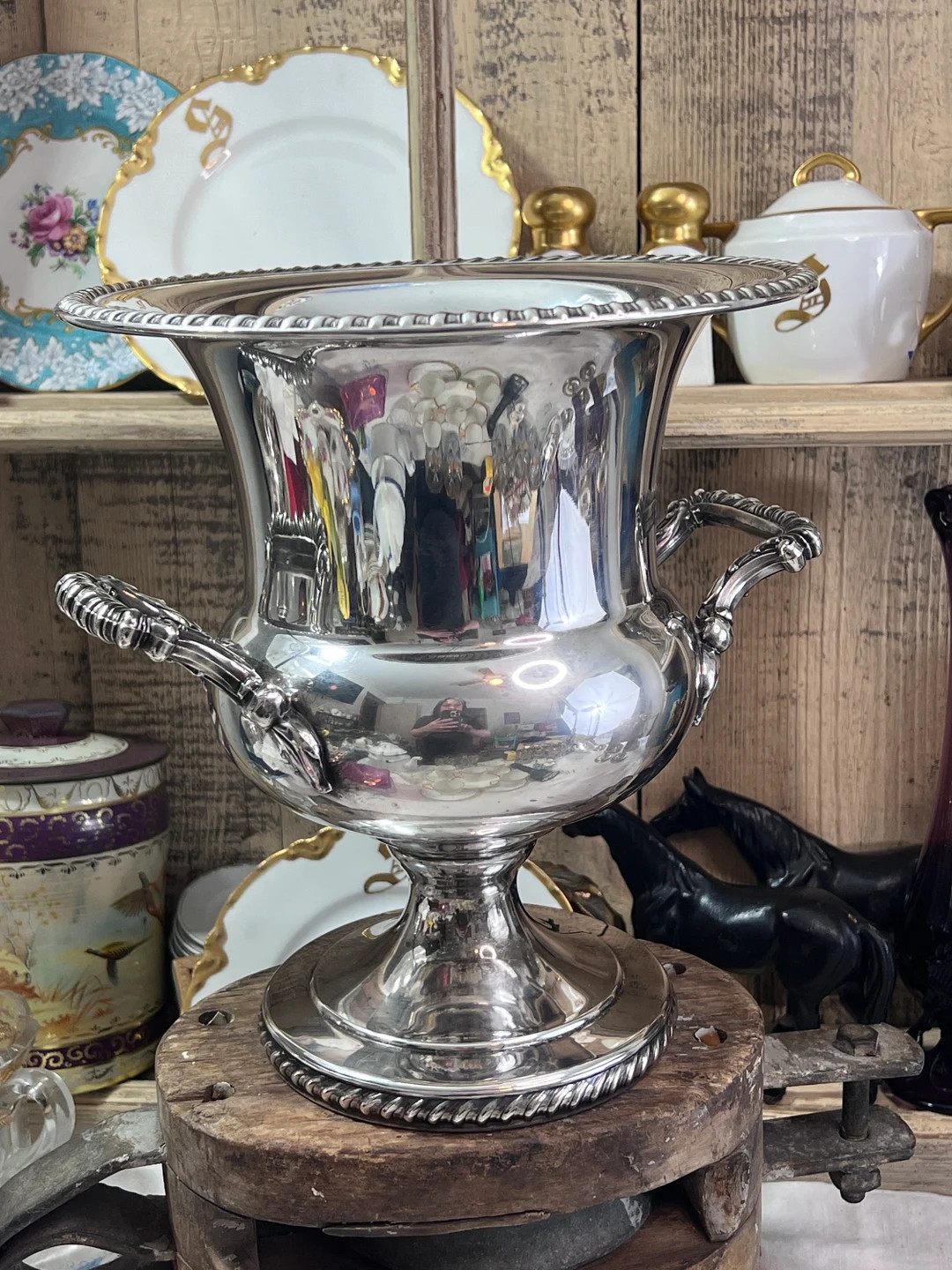 Silver Plated Champagne Bucket With Handles WM Rogers Large Footed Silverplated Ice Bucket, Wine ... | Etsy (US)