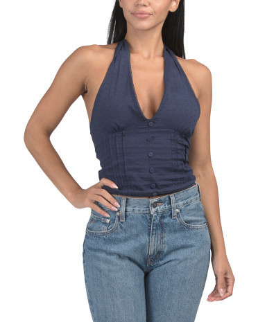 Wrap Neck Halter Top for Women | Polyester/Cotton | Marshalls