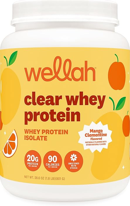 Wellah Clear Whey Protein Isolate Powder (Mango Clementine) 30 Servings - 20g of Protein, 90 Calo... | Amazon (US)