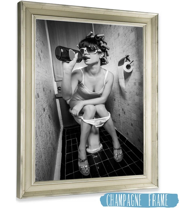 Toilet Humor  Girl Drinking on Toilet Vintage Framed Print | Etsy | Etsy (US)