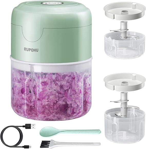 Electric Mini Food Chopper,RUPOHU USB Charging Mini Electric Garlic Chopper,Small Food Processor ... | Amazon (US)
