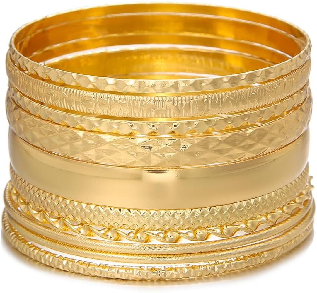 16Pcs Gold Bangle Bracelets for Women - Multi Layer Stackable Textured Bracelets Boho Jewelrys Se... | Amazon (US)