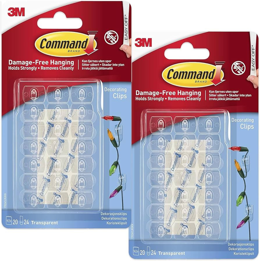Command 17026CLR Decorating Clips x 2, Pack of 20 Mini Hooks and 24 Small Strips, Transparent - H... | Amazon (UK)
