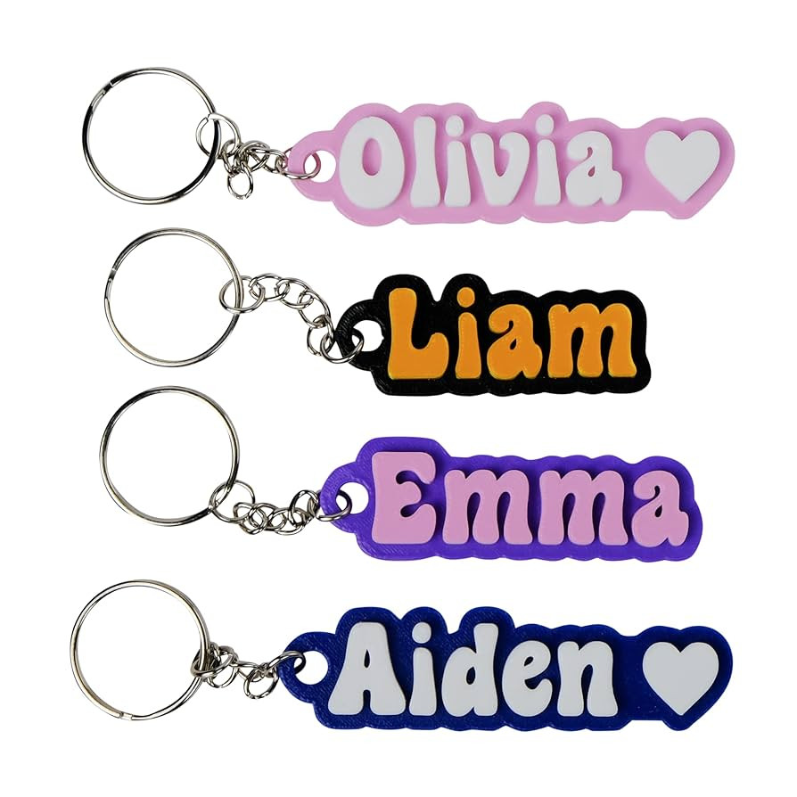 SuperFineDeesigns Custom Keychain Groovy Font, Personalized Key Chain, Customized Name Text Tag | Amazon (US)