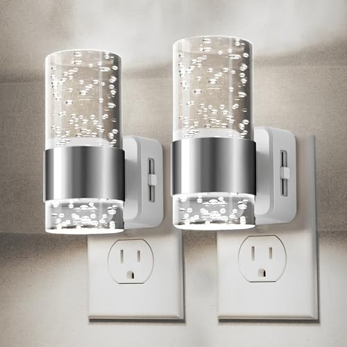 Night Light, Plug in Night Light with Auto Light Sensor[2-Pack], Brightness adjustable with Daylight White 5000K, Wall Sconce-Style Design Nightlight for Bathroom, Hallway, Enterway | Amazon (US)