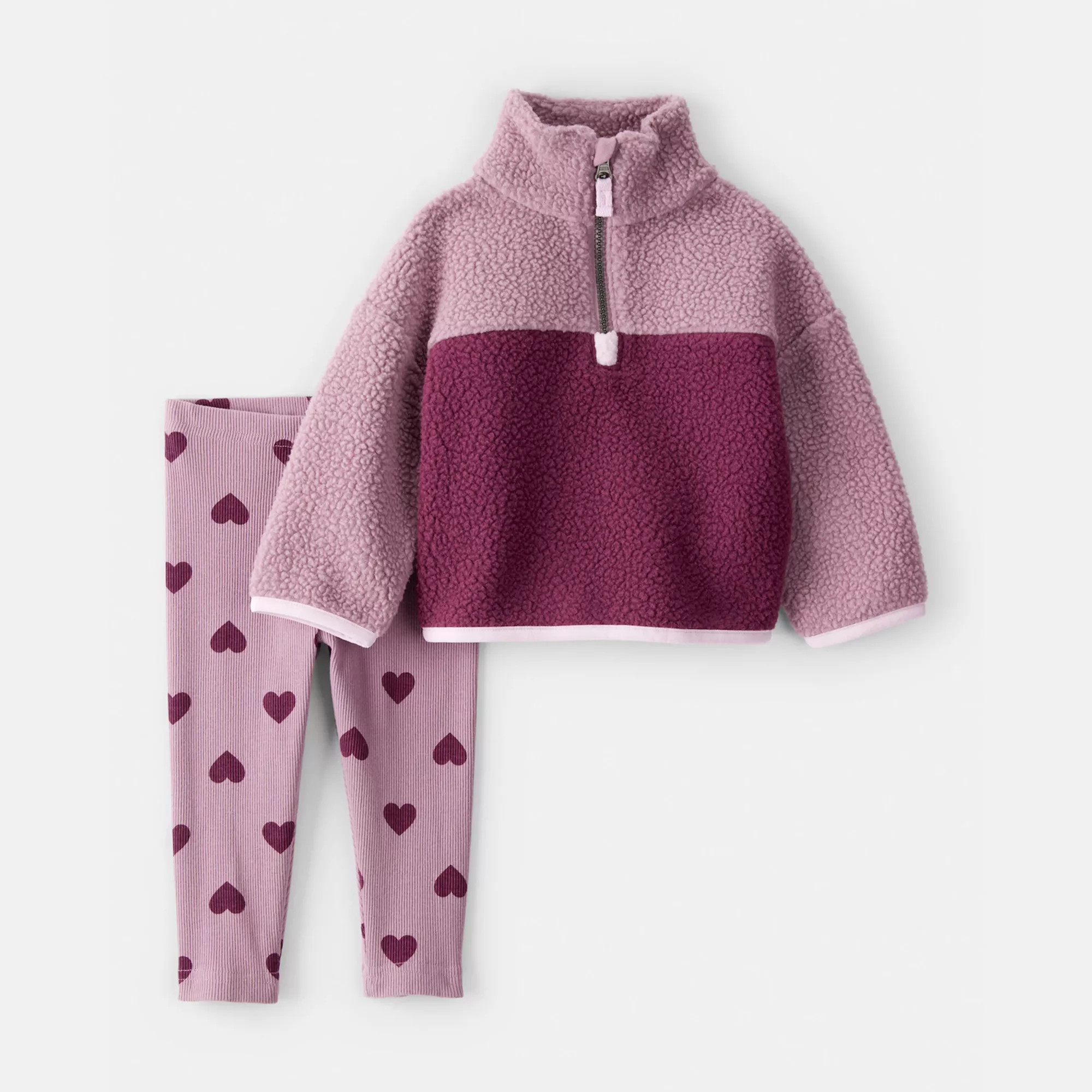 Baby Girl Carter's Sherpa Quarter Zip & Legging Set | Kohl's