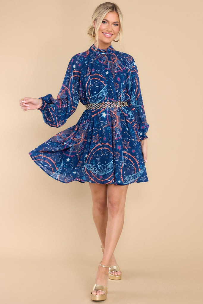 Looking For A Sign Navy Multi Print Dress | Red Dress 