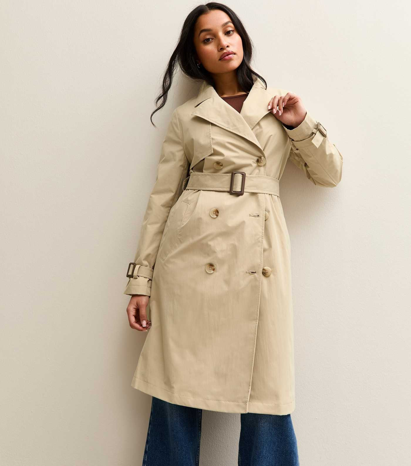 Petite Stone Double Breasted Belted Mac Coat | New Look | New Look (UK)