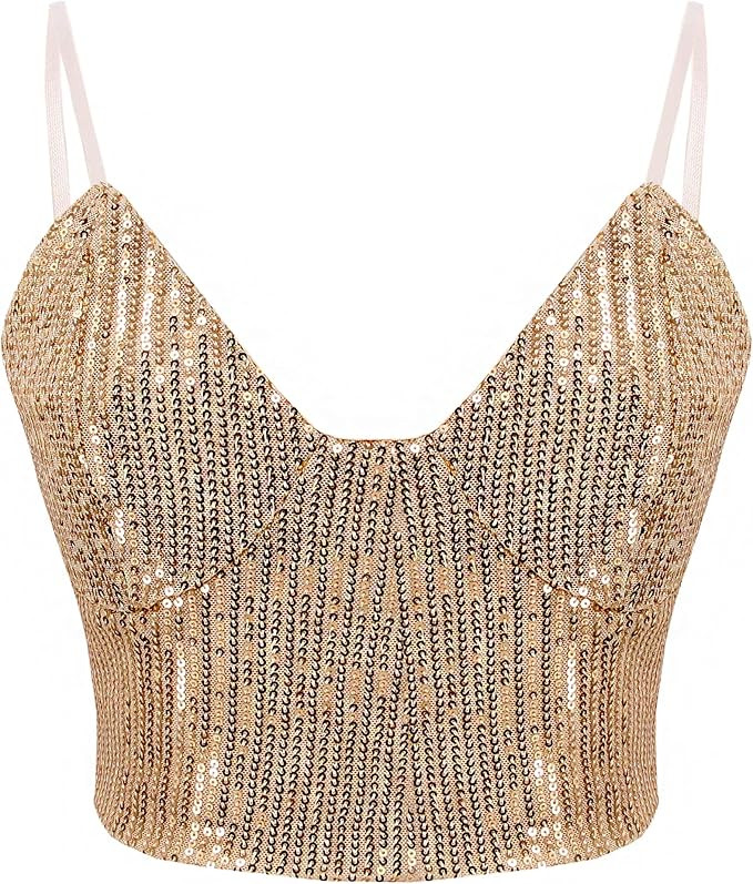 Giovacker Women's Reflective Crop Tops Festival Rave Outfits Girls Club Tank Vest | Amazon (US)