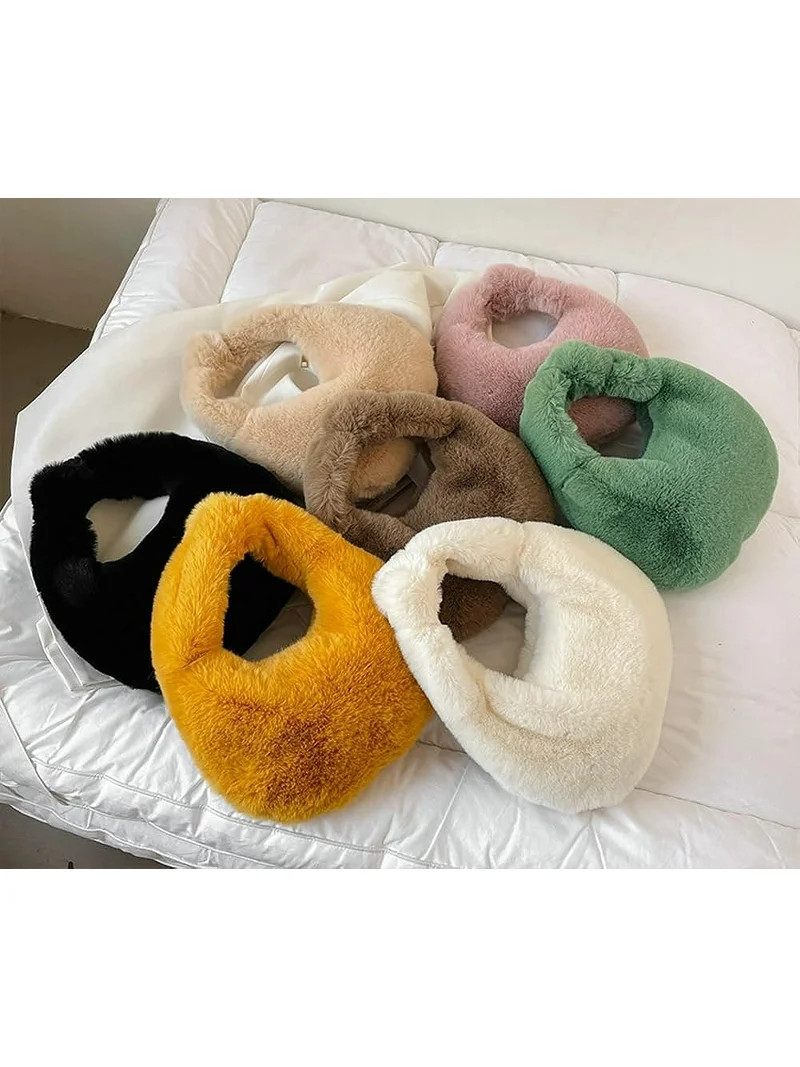 Kukuzhu Fluffy Tote Handbag for Women Y2K Fashion Purse Fuzzy Faux Fur Top Handle Handbag Furry C... | Walmart (US)