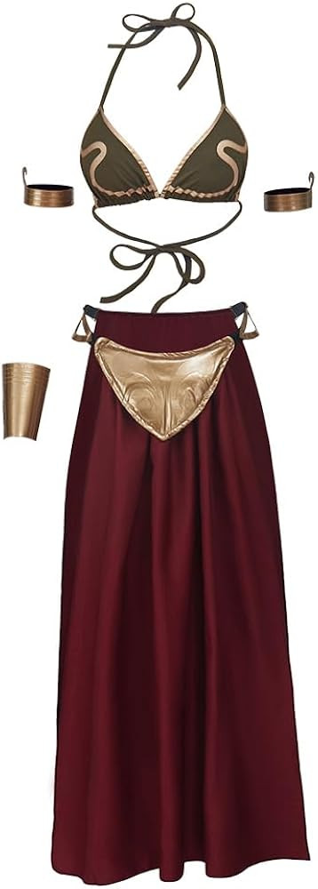 RocailleCos Sexy Princess Costume Leia Cosplay Halloween Costumes Dress Slave Bra Skirt for Adult... | Amazon (US)