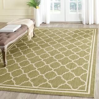 Courtyard Green/Beige 7 ft. x 7 ft. Square Geometric Indoor/Outdoor Area Rug | The Home Depot