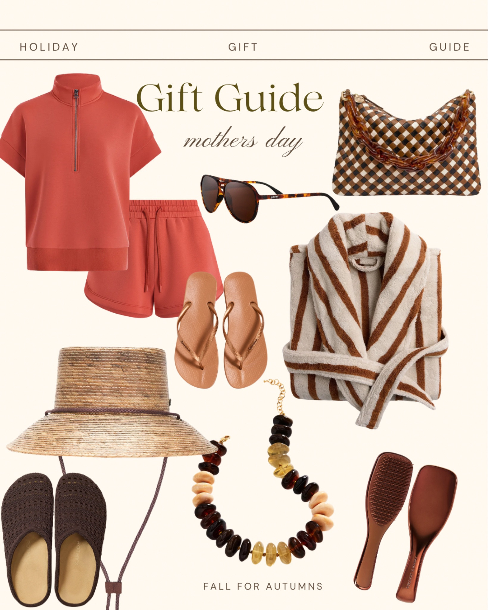 Mother’s Day gift guide for autumns, matching set, midsize, statement necklace, wide brim hat, bucket hat, sun hat, vacation style, Clare V, detangle brush, autumn robe, brown slippers, chestnut, coral, dark brown, tortoise aviators, goodr Amelia, Anthropologie, gifts, under $100, under $200, true autumn, dark autumn, soft autumn

#LTKMothersDay #LTKOver40 #LTKMidsize