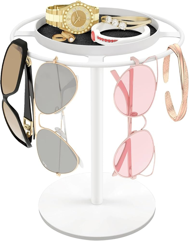 LSK Metal Sunglasses Organizer, Glasses Holder Stand with Storgae Tray, Eyeglasses Holder with An... | Amazon (US)