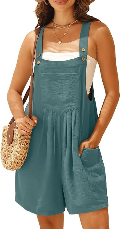 GRECERELLE Jumpsuits For Women Summer Short Overalls Casual Sleeveless Adjustable Loose Women's R... | Amazon (US)