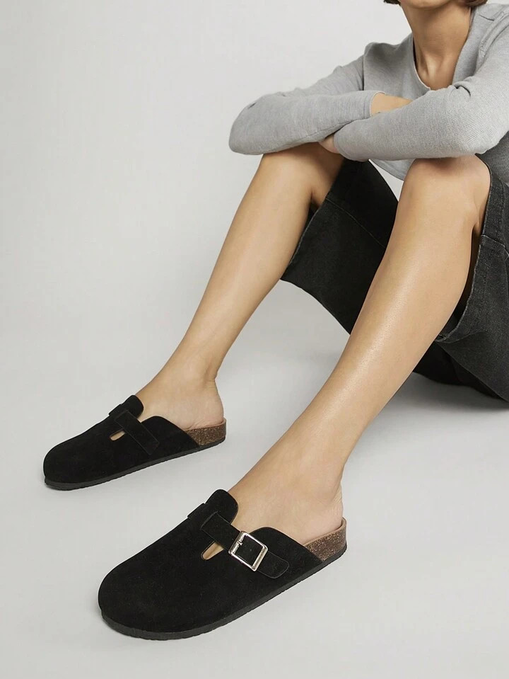 SHUZIA Women's Trendy Round Toe Cork Footbed Slide Clogs With Adjustable Buckle Strap | SHEIN