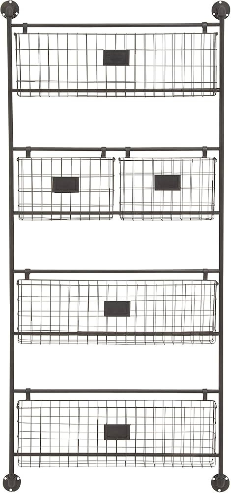 Deco 79 Metal Tall Wire 5 Slot Magazine Rack Holder with Suspended Baskets and Label Slots, 27" x... | Amazon (US)