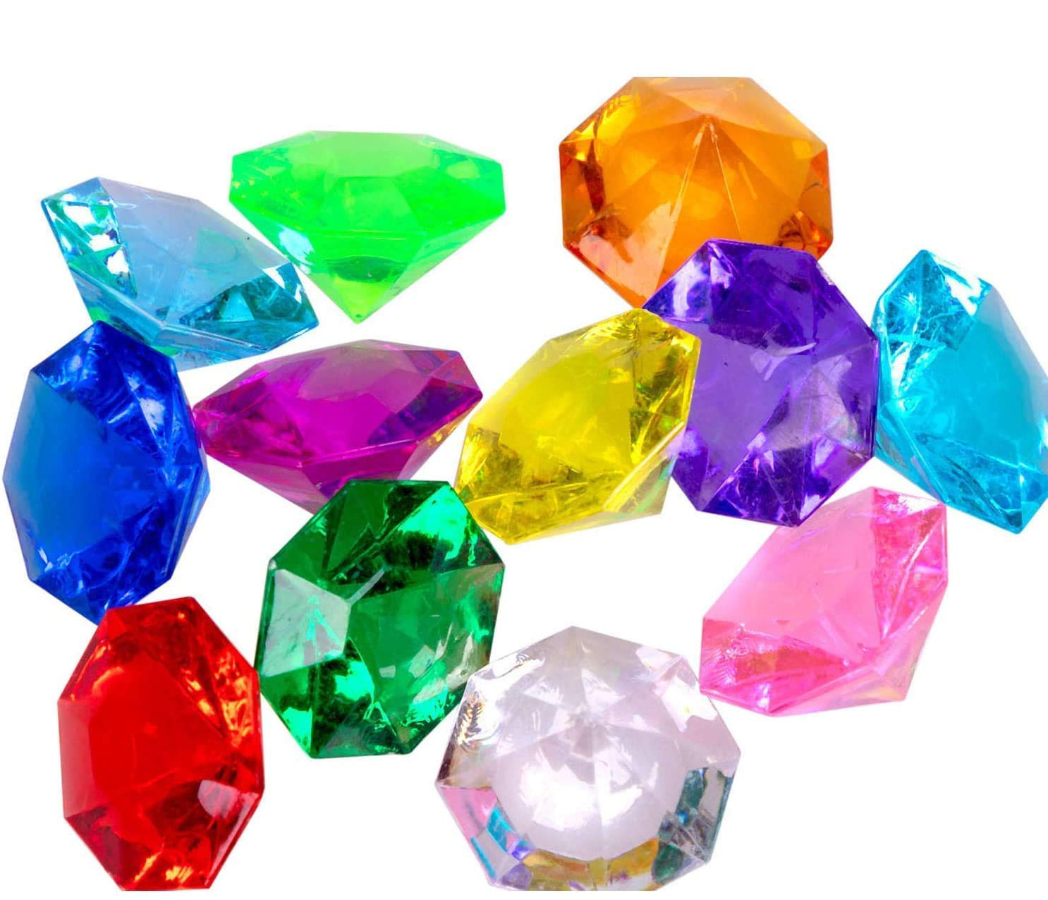 jollylife 36PCS Acrylic Diamond Gems Jewels Pirate Treasure Chest Hunt Party Favors 25 Carat Divi... | Amazon (US)