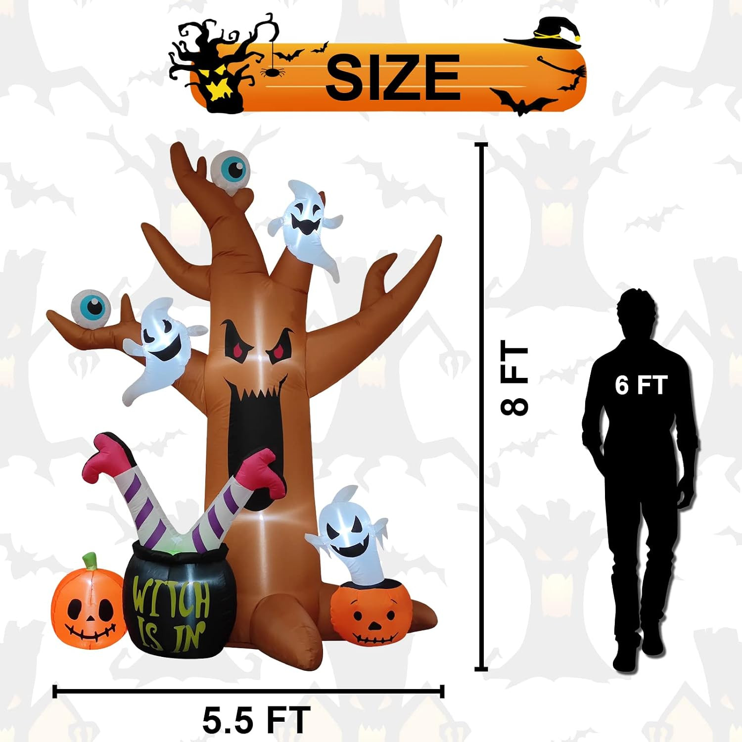 8 Ft Halloween Inflatables Outdoor Decorations - Outdoor Spooky Halloween Tree with Blow up Ghost... | Amazon (US)