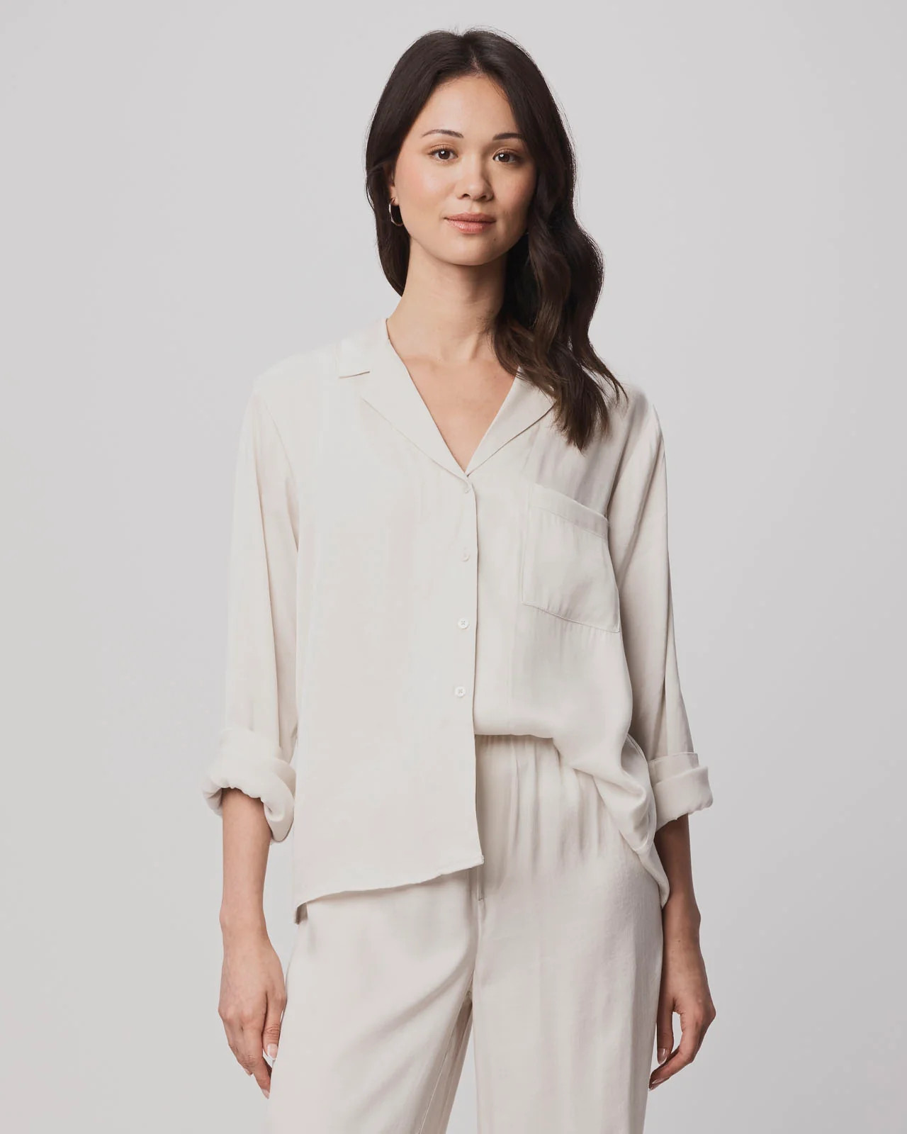 Splendid - Serena Satin Button Down - Black | Splendid