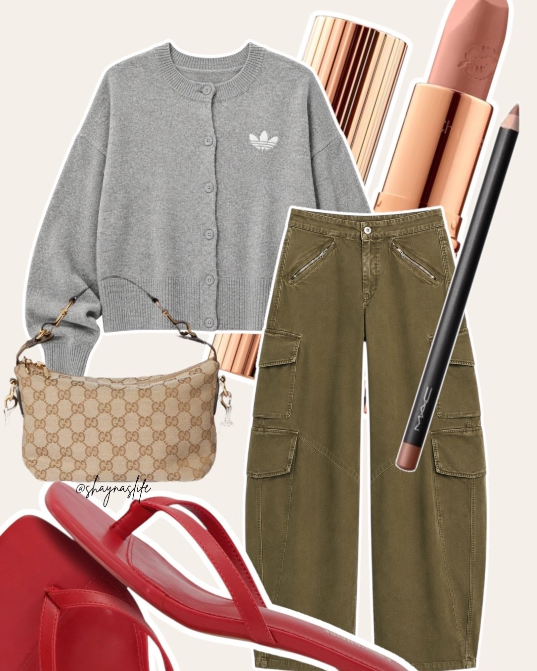Sweater L 
Pants 31 R 
Liner - stripdown 
Lipstick - kimKW