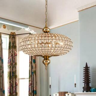 Allenglade 5-Light 20 in. Unique Antique Bronze Globe Chandelier with Crystal Accents | The Home Depot