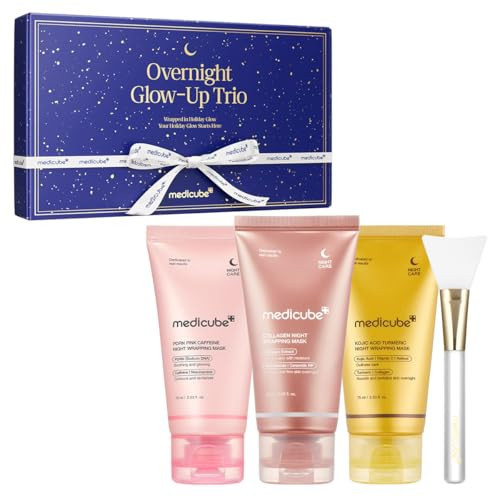 medicube Overnight Glow-Up Trio | Amazon Exclusive Holiday Overnight Wrapping Peel Off Mask | Collagen, Turmeric & PDRN | Perfect for Holiday Gifting & Self-Care | Korean Skincare for Women & Men | Amazon (US)