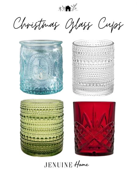 Glass Christmas cups. White glass cup. Red glass cup. Green glass cup. Blue glass cup. Lead free glass cups. Vintage Christmas glass cups. Christmas kitchen  

#LTKhome #LTKSeasonal #LTKHoliday
