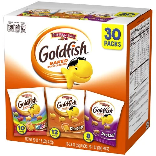 Goldfish Crackers Big Smiles with Cheddar, Colors, and Pretzel Crackers, Snack Pack, 30 CT Variet... | Walmart (US)