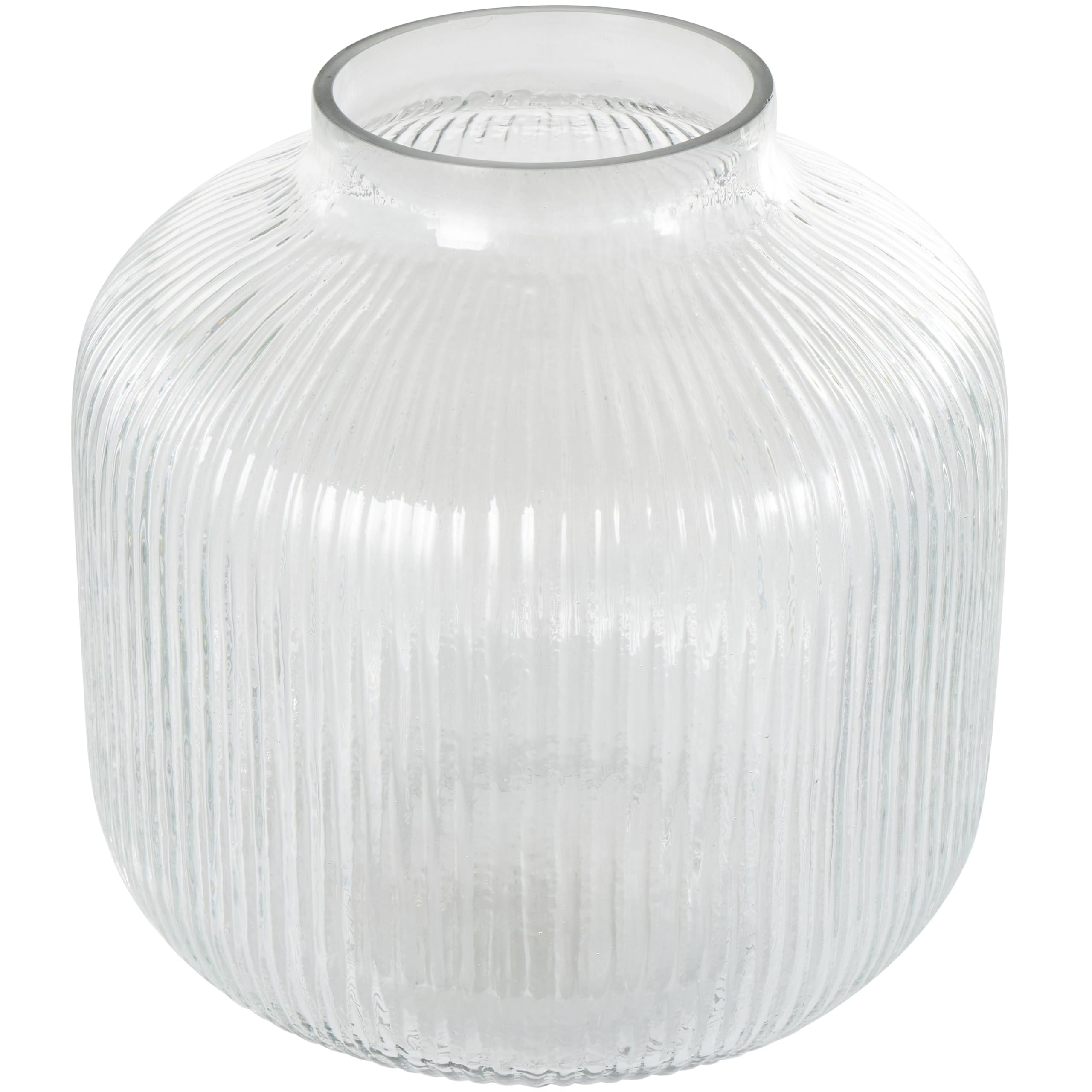 Deco 79 Glass Short Round Ribbed Vase, 11" x 11" x 11", Clear | Amazon (US)