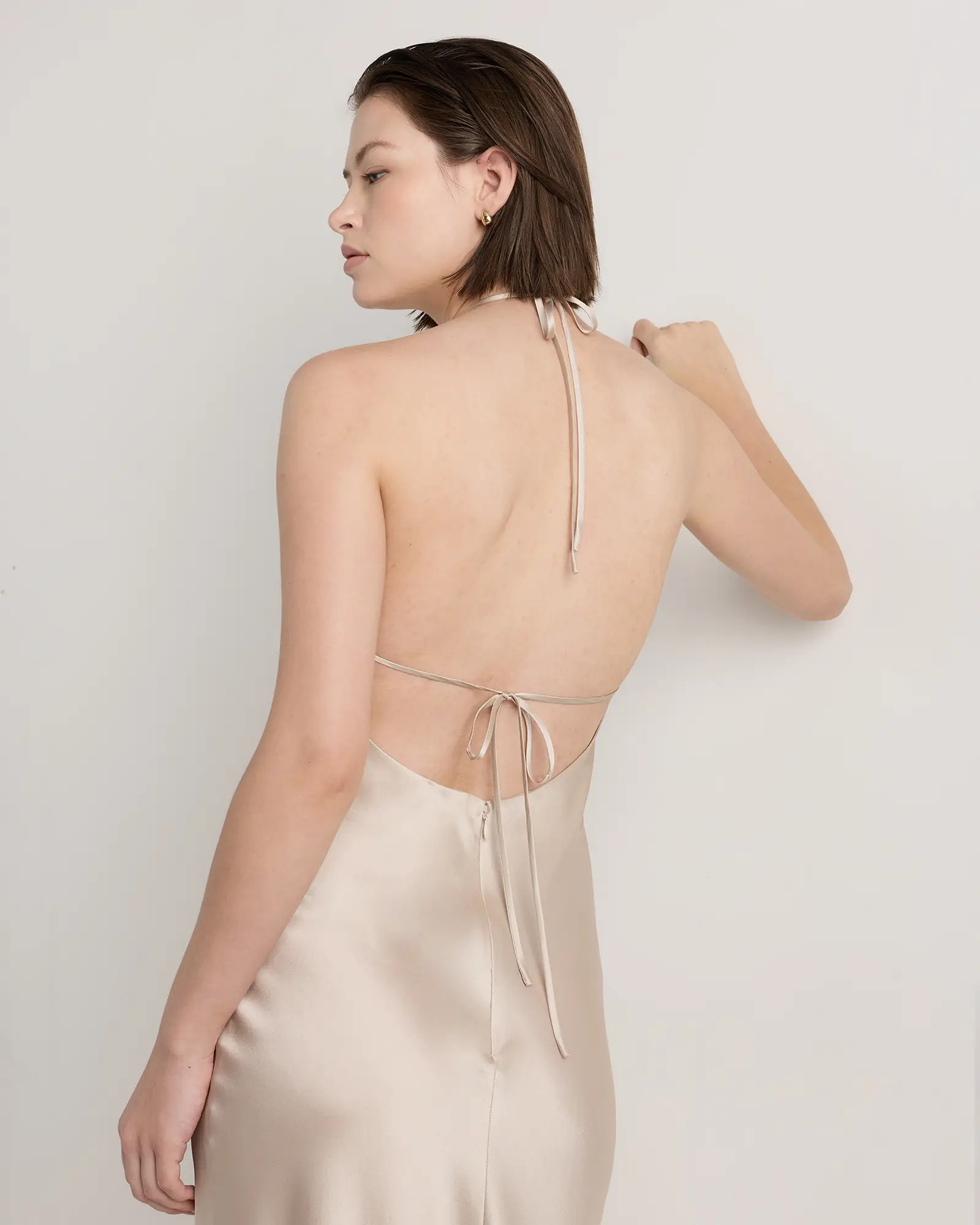 100% Washable Silk Halter Maxi Dress | Quince