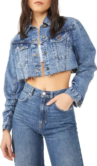 Free People Ollie Crop Denim Trucker Jacket | Nordstrom | Nordstrom