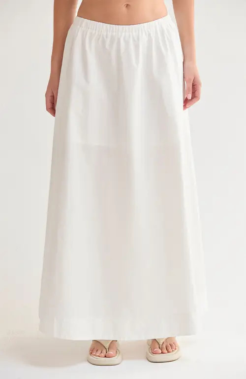 CRESCENT Gathered Poplin Maxi Skirt in White at Nordstrom, Size Large | Nordstrom