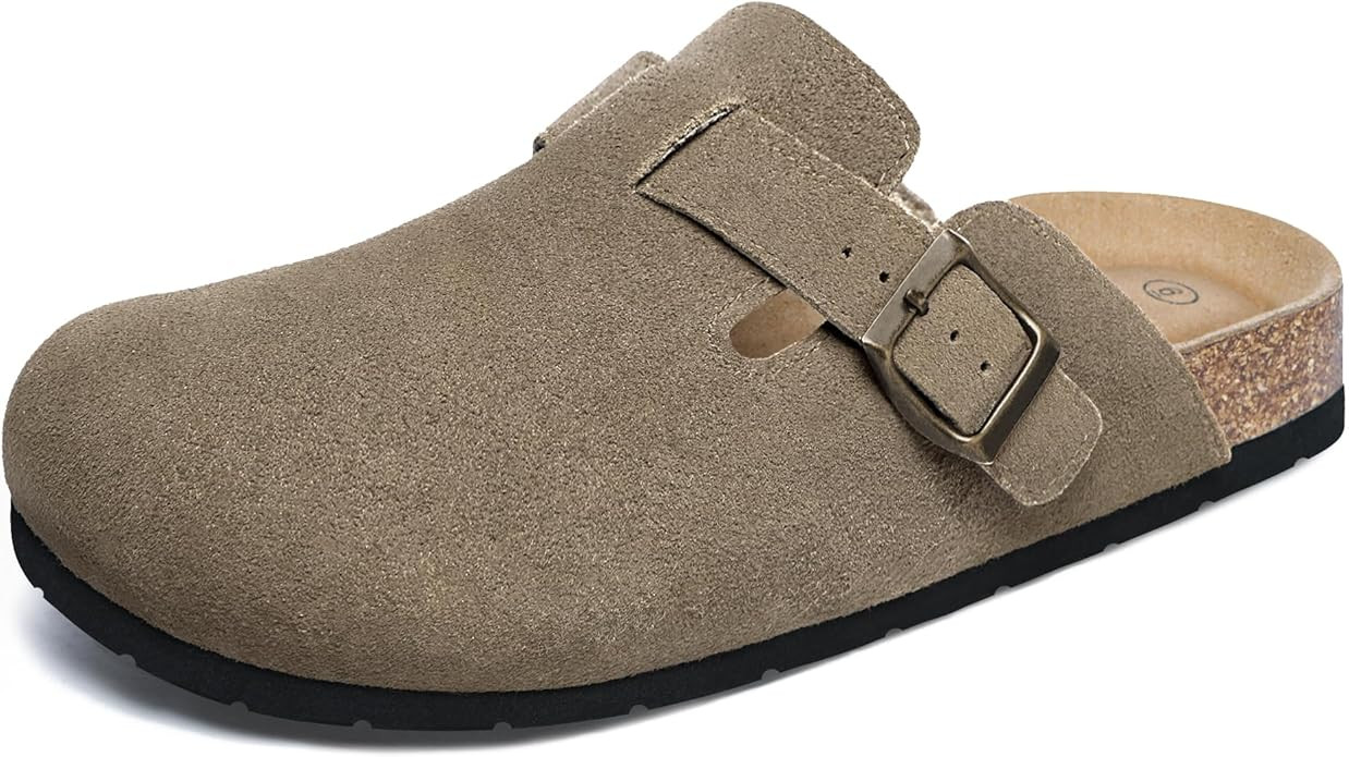 Xiakolaka Women's Boston Clogs Adjustable Buckle Slip on Cork Footbed Home Clog Slippers | Amazon (US)
