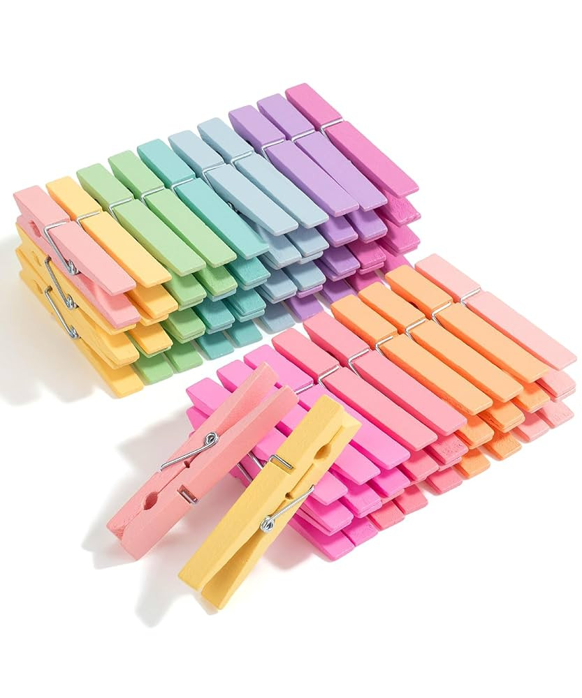 Mr. Pen- Wooden Clothes Pins, Natural Wood, 50 Pack, 2.9 Inch, Pastel Colors, Rust Resistant Clot... | Amazon (US)