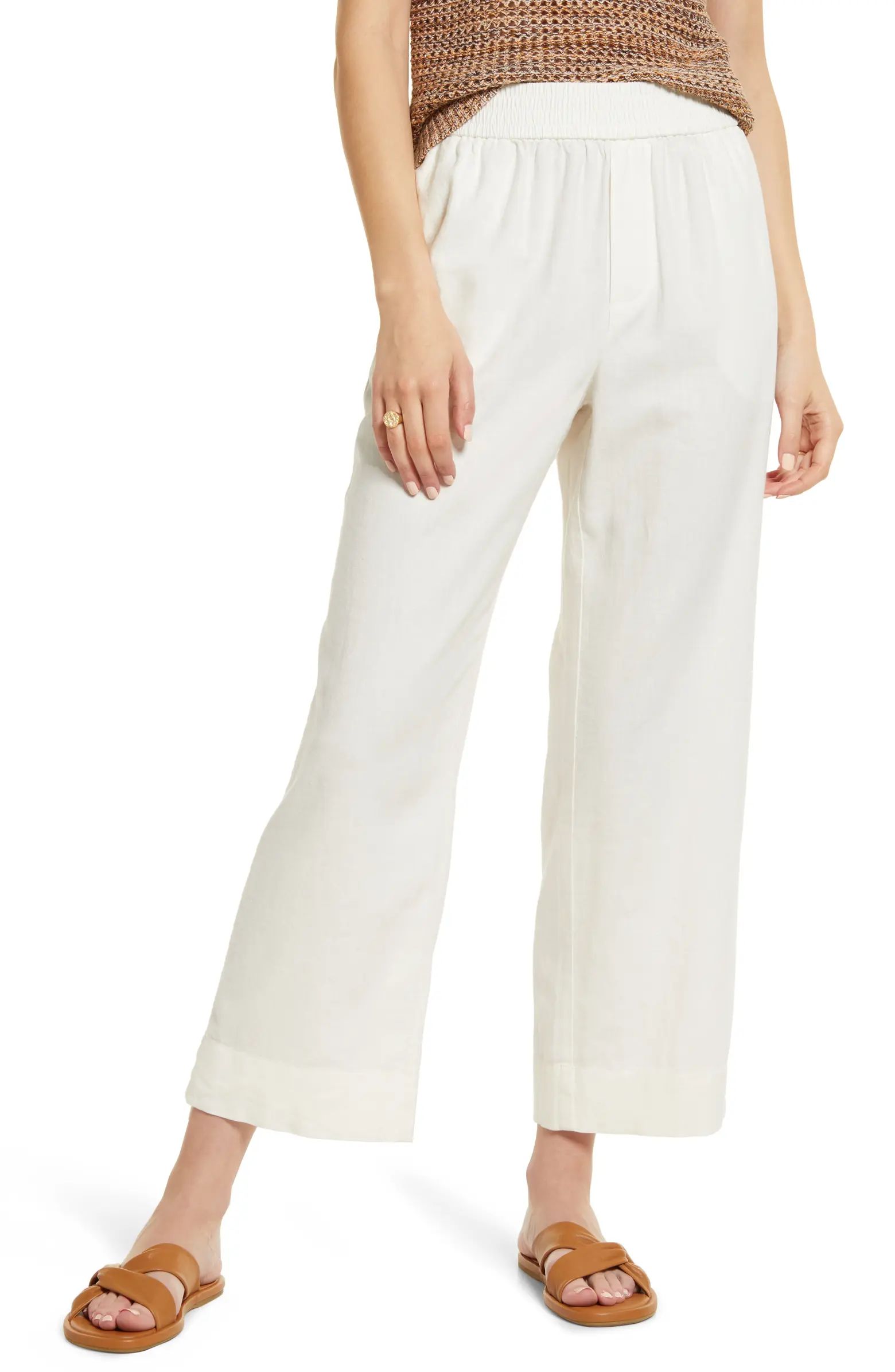 Linen Blend Pull-On Pants | Nordstrom