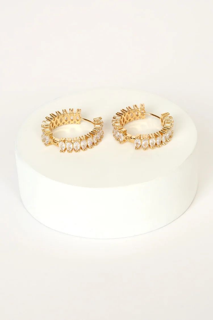 Stylish Endeavors 14KT Gold Rhinestone Hoop Earrings | Lulus (US)