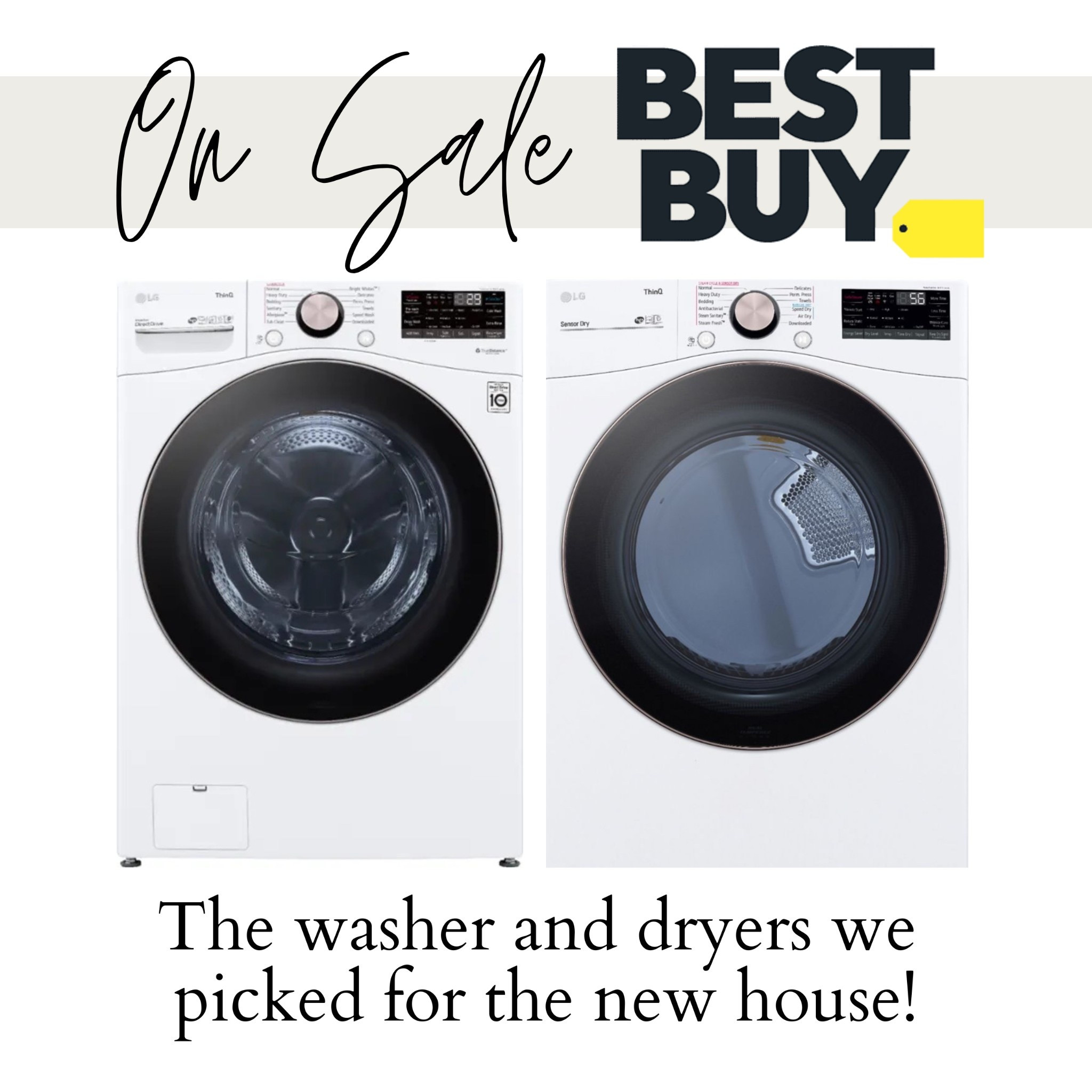 These are the LG Washer and Dryer we selected for our new house… They are on a major sale from Best Buy with quick delivery and free shipping ✨🏡

#LTKFamily #LTKSaleAlert #LTKHome