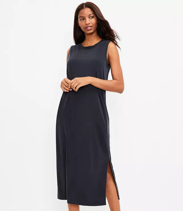 Lou & Grey Sandwashed Midi Pocket Dress | LOFT