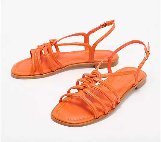 Schutz Leather Caged Adjustable Sandals - Octavia Flat | QVC