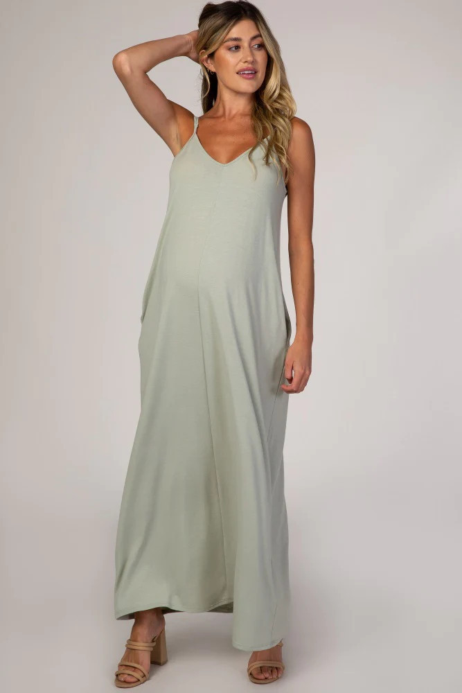 Light Olive Cami Strap Maternity Maxi Dress | PinkBlush Maternity