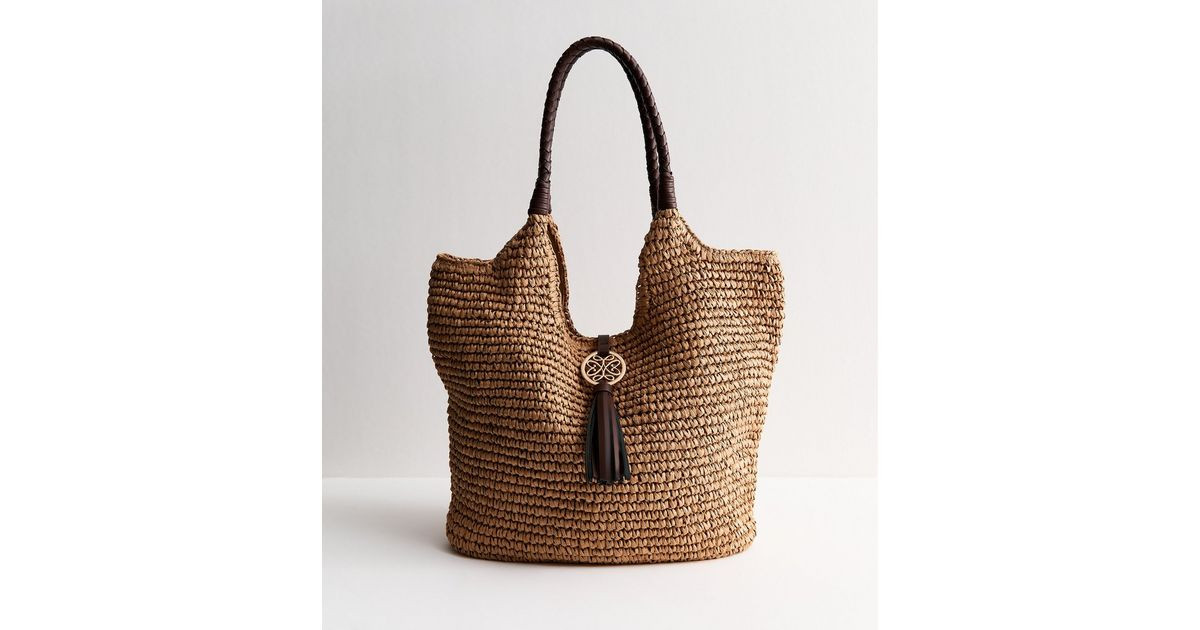 Stone Woven Plaited Handle Bag | New Look | New Look (UK)