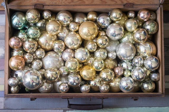 Golden silver glass bubbles 1950s christmas decoration, golden silver wedding decor, gold wedding... | Etsy (CAD)