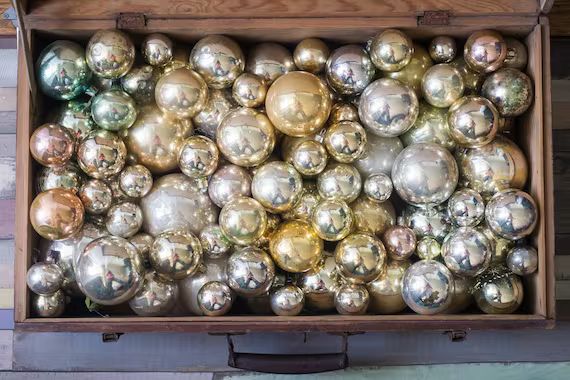 Golden silver glass bubbles 1950s christmas decoration, golden silver wedding decor, gold wedding... | Etsy (CAD)