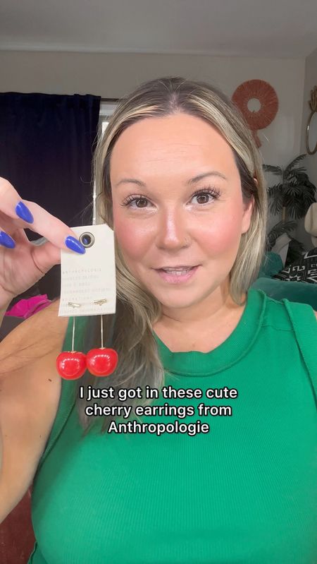 Cherry earrings from Anthropologie
So cute for spring and summer and great quality too! 
They come in different colors I did the peach :) 

#LTKfindsunder50 #LTKSeasonal #LTKmidsize