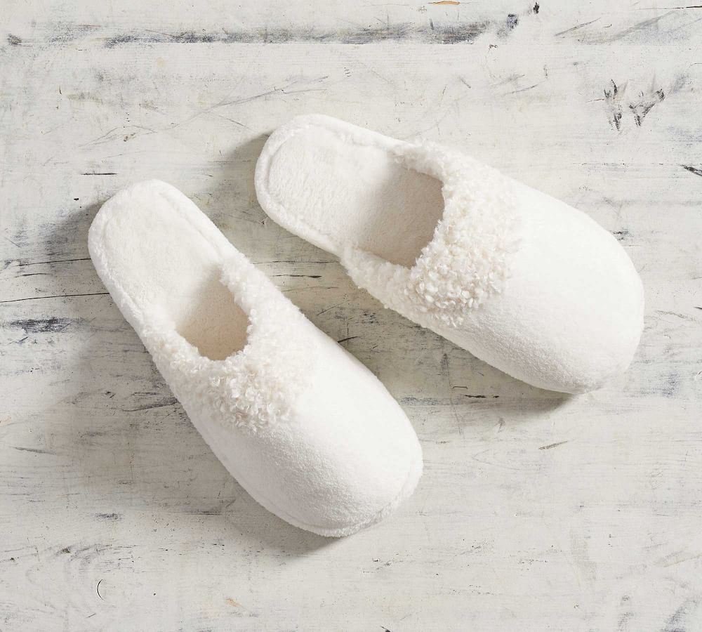 Teddy Faux Fur Trim Slippers | Pottery Barn (US)