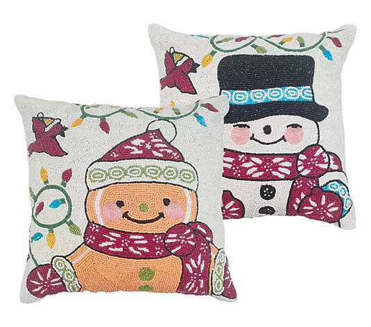 Temp-tations Seasonal Set of (2) 14" Beaded Pillows - QVC.com | QVC