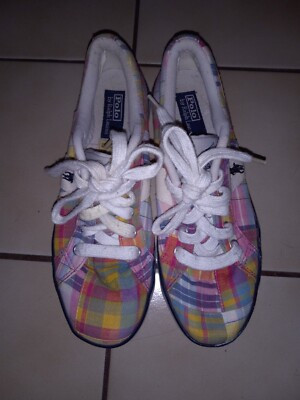 POLO RALPH LAUREN SNEAKERS TENNIS SHOES WOMEN'S 5 PINK PLAID POLO PONY | eBay CA